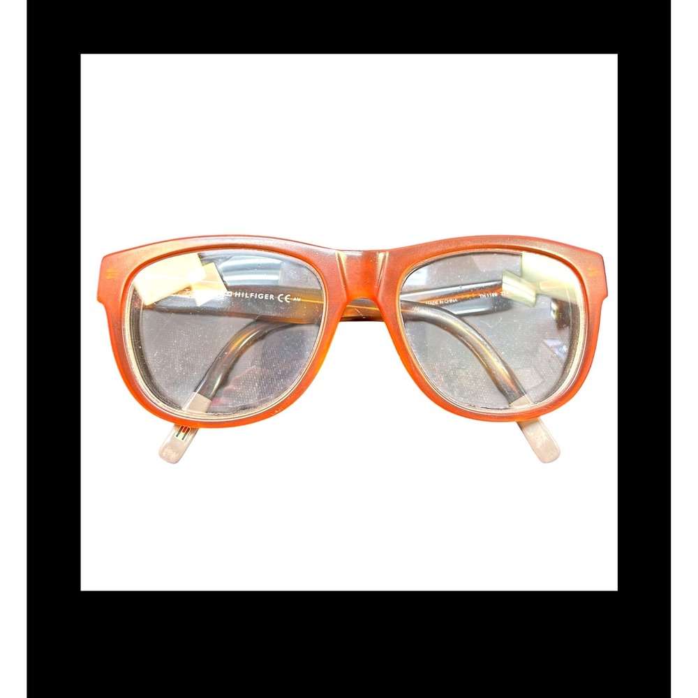 Tommy Hilfiger TH 1189 774 Orange Tortoise Rectangular Eyeglass Fram Mens Womens